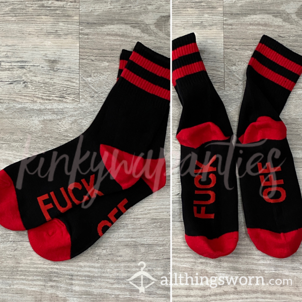 Red & Black “Fuck Off” Socks