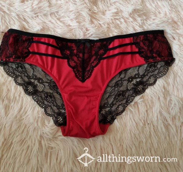 Red & Black Satin Fullbacks With Lace