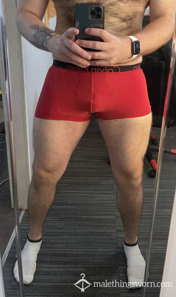 Red Calvin Kleins Worn To Your Preference 😈