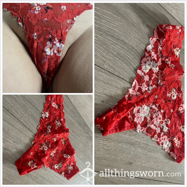Red Flower Thong