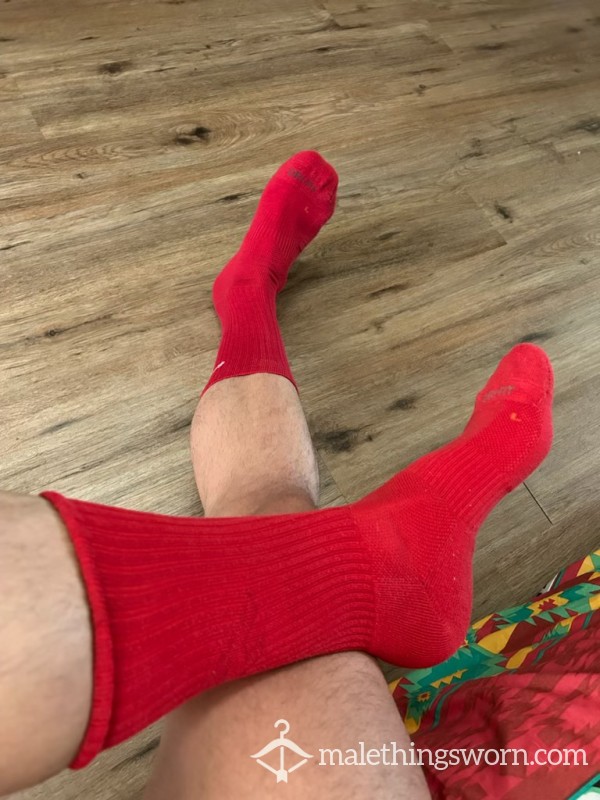 (sold) Red NIke Dri Fit Socks. Still Sweaty And Rank After A Hard Gym Session.