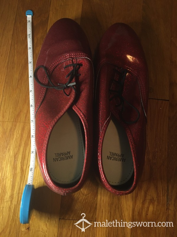 Red Ruby Glamor Sparkling HARDLY USED Shoes Slip Ons- AMERICAN APPAREL - Size 11 (No Longer Sold In Stores) photo