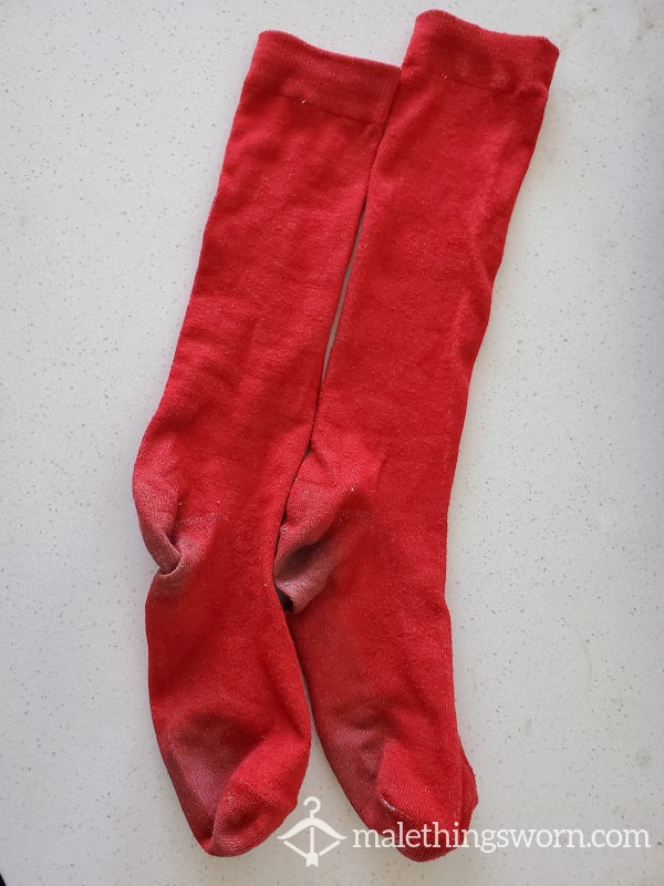 Red Solid Color Long Socks