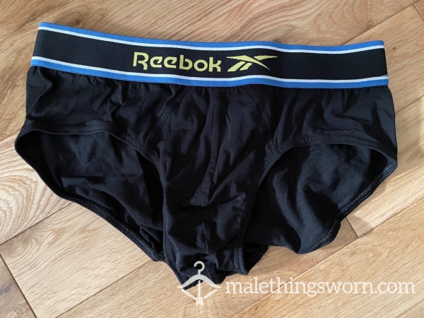 Reebok Training Black Briefs With Blue Stripe Yellow Logo Waistband (M) Ready To Be Customised For You!