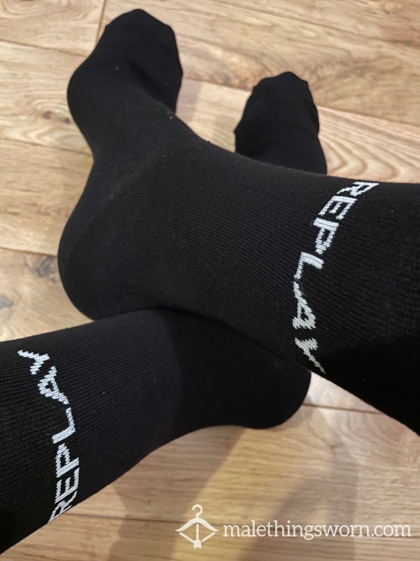 Replay Plain Black Office Dress Socks, You Want To Sniff?