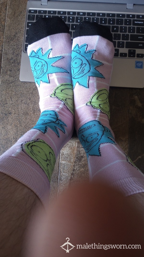 Rick And Morty Casual Socks Blue, Green, And Pink