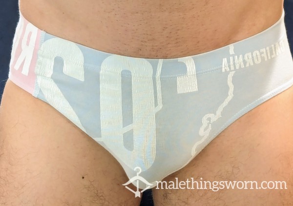 Rufskin Pink & Light Blue Printed Brief - Size SMALL