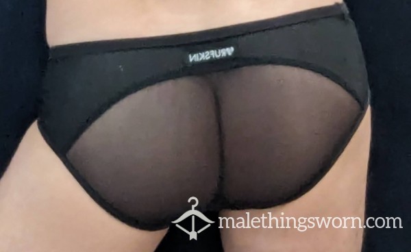 Rufskin Sexy Black Sheer Butt Brief - Size SMALL