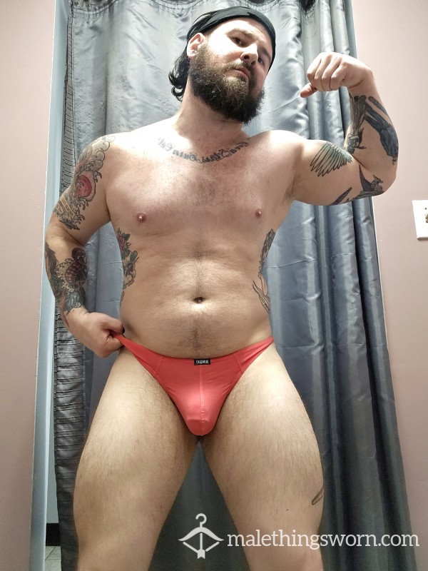 Salmon Colored Thong Used & Abused By Sweaty Bear