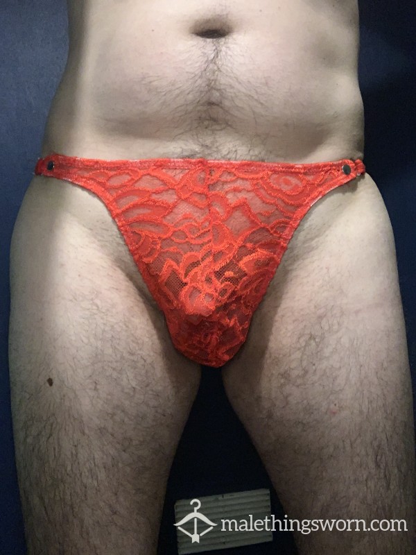 See Through Lace Red Thong