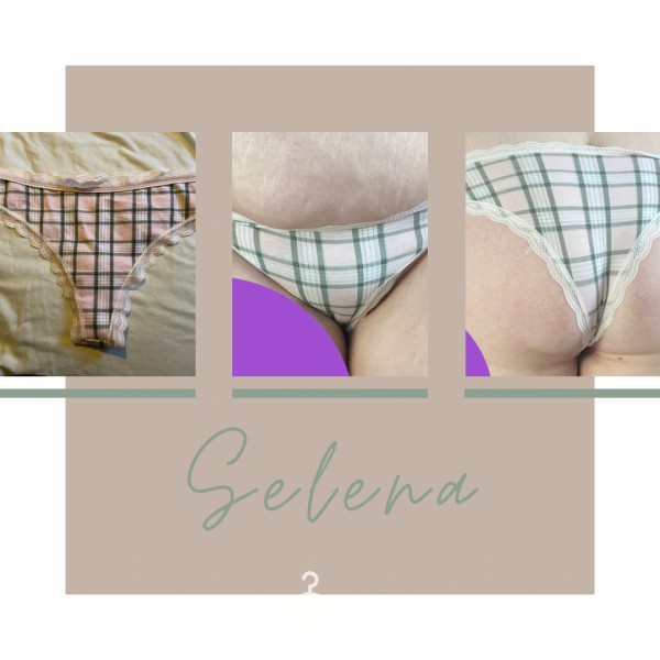 “Selena” Pink And Green Plaid Cotton Brazilian