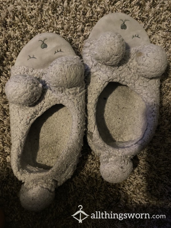 Selling Very Worn, 8 Year Old Sweaty Pungent Sheep Nighttime Slippers.