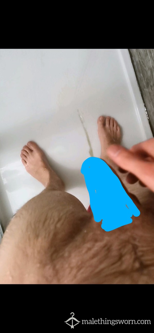 Semi Cock Self Piss Over Feet In Shower