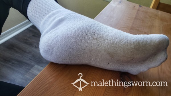 Sexy White Ribbed Over-the-calf Mens Smelly, Sweaty, Stinky, Dirty, Gym Socks Customize With Sweat, Cum, Or Piss