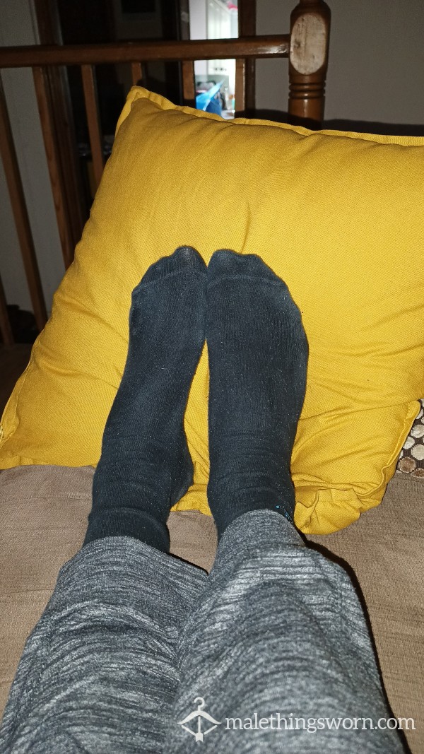Size 11 UK Worn Black Socks - Bear Type