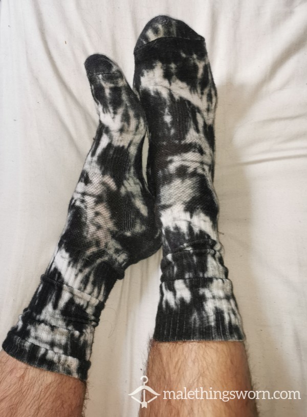 Sweaty Black And White Tye Dye Sports Socks