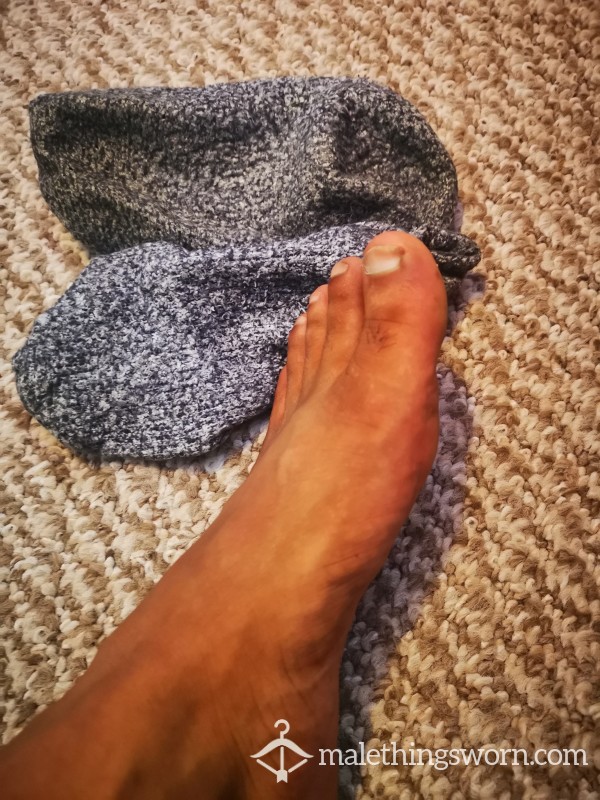 Smelly Slipper Socks, Lovely Worn Socks With A Stinky Aroma. You Can See The Fresh Top And Dirty Stinky Bottom.
