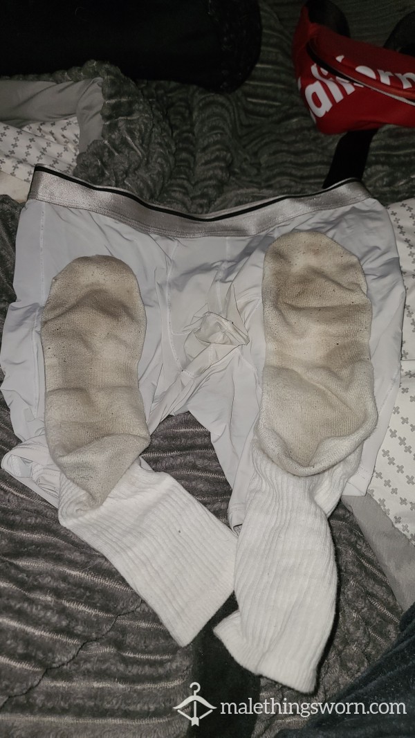 Smelly White Crew Socks Worn For A Week Starting