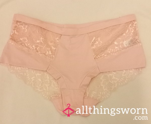 Soft Pink Satin And Lace Midi Panties