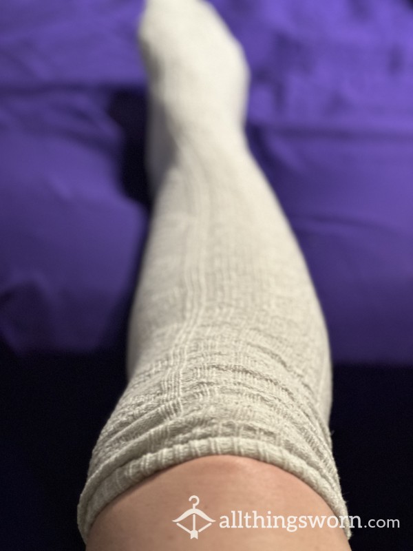 Soft White Thigh High Socks