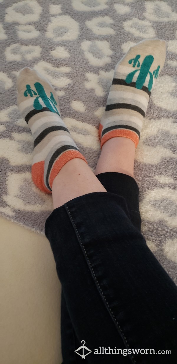 Striped Cactus Ankle Socks