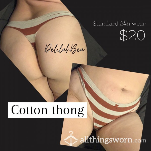 Striped Cotton Thong 🧡