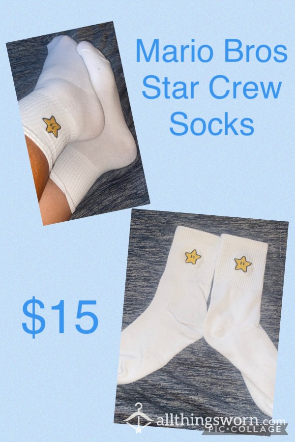 Super Mario Bros Star Crew Socks