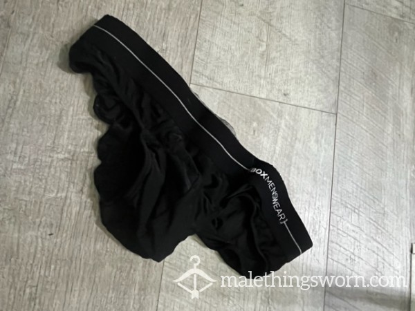 Sweaty Black Worn Briefs From An Hour Long Weight Training Gym Session.