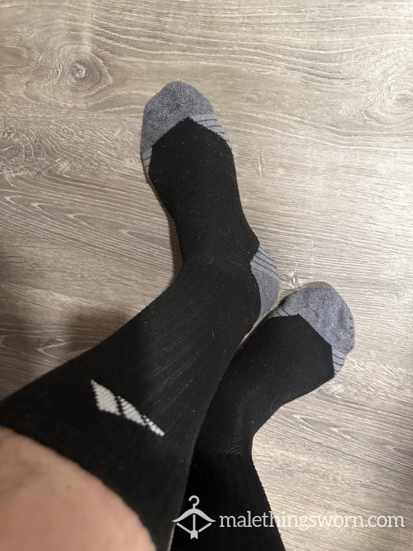 Sweaty Over The Calf Adidas Socks.  Customizable For $