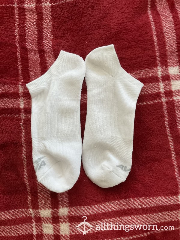 Worn White Ankle Socks - Size 10 US Feet
