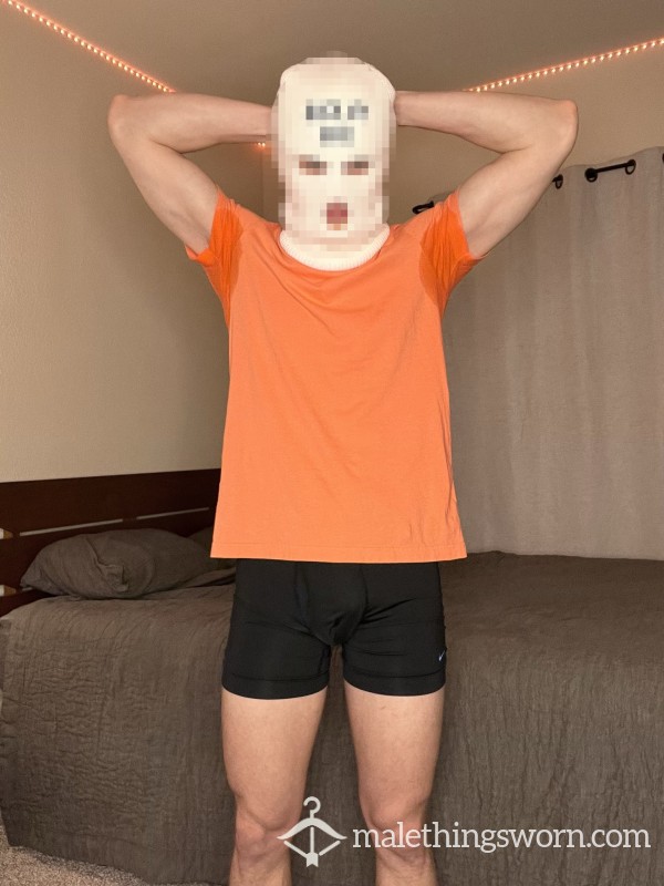 SWEATY T-SHIRT USED From A College Jock Twink Worn For 1 WEEK STRAIGHT (Orange/Pink)