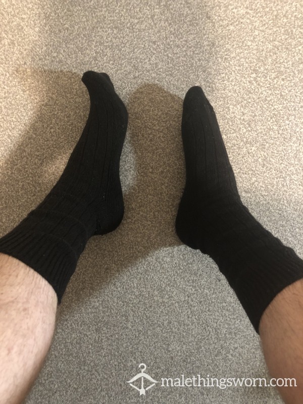 Thick Black Cotton Socks