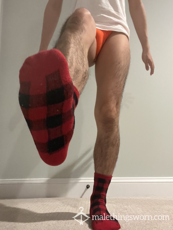 Thick Red Buffalo Plaid Socks