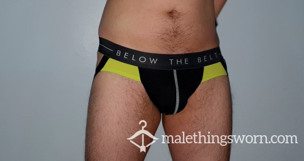Thin And Stretchy Black And Yellow Jockstrap - Below The Belt - M