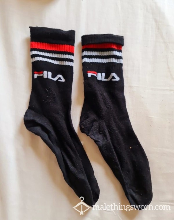 Thin Black Fila Socks
