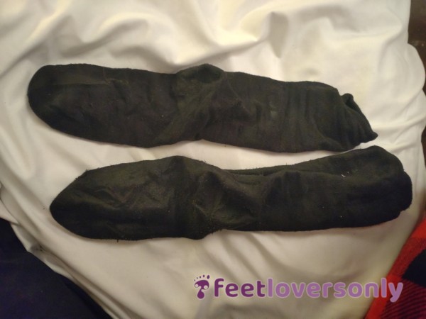 Thin Black Socks Worn For A Whole Week, Free Postage!