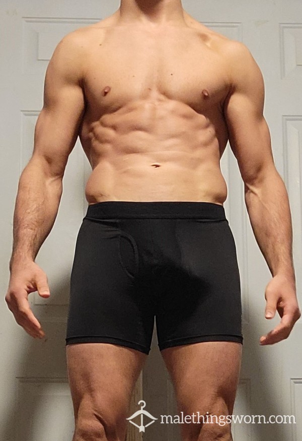 Tight Black Boxer Briefs, Worked Out In Hard