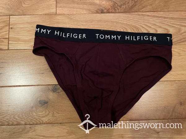 Tommy Hilfiger Tight Fitting Burgundy Briefs (S) Ready To Be Customised For You!