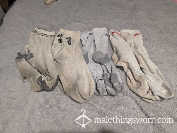 Trashed White Sports Socks Collection