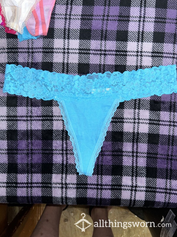 Turquoise Flower Worn Cummed In Thong