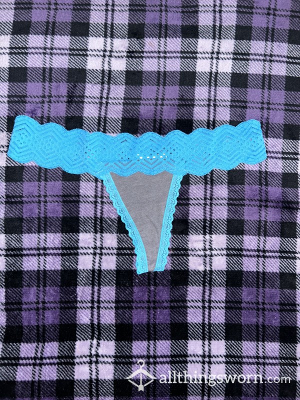 Turquoise Lace Thong Worn Slightly
