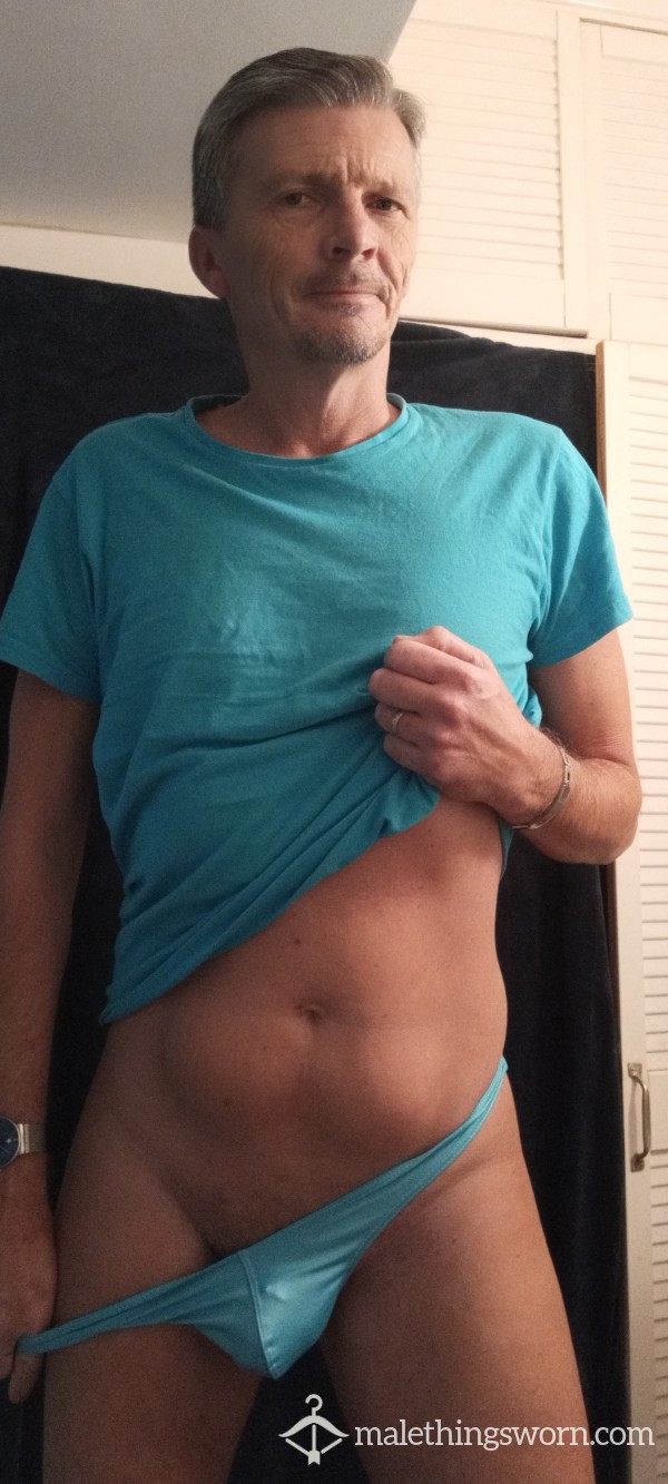 Used Blue Thong & T-Shirt Combo