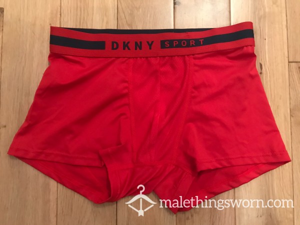 Used DKNY Tight Fitting Red Silky Boxer Shorts(S),  You Want To Sniff? photo