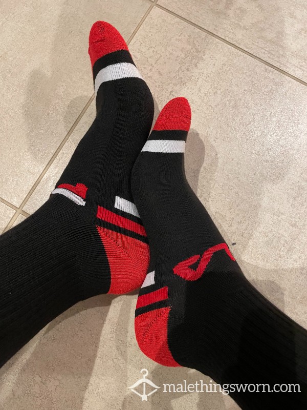 Used Men's Fila Black & Red Sports Crew Socks - Ready To Be Customised For You
