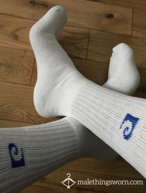 Used Men's Pierre Cardin White Sports Socks Blue Logo photo