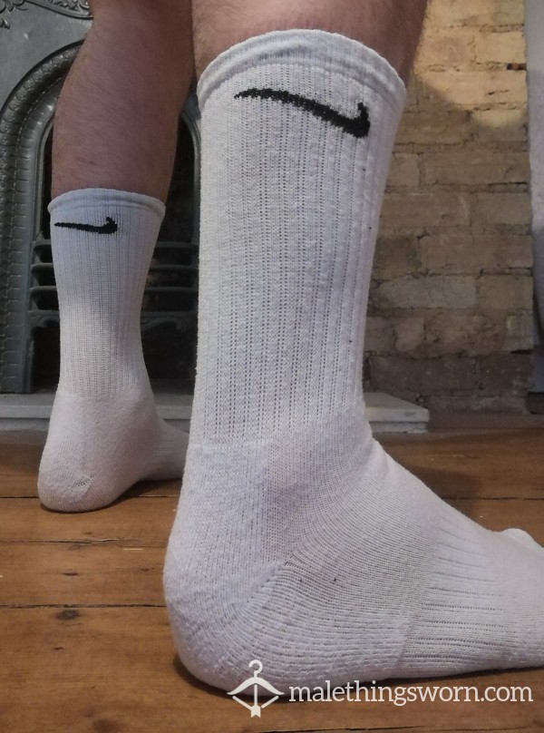 Used Nike White Crew Length Socks