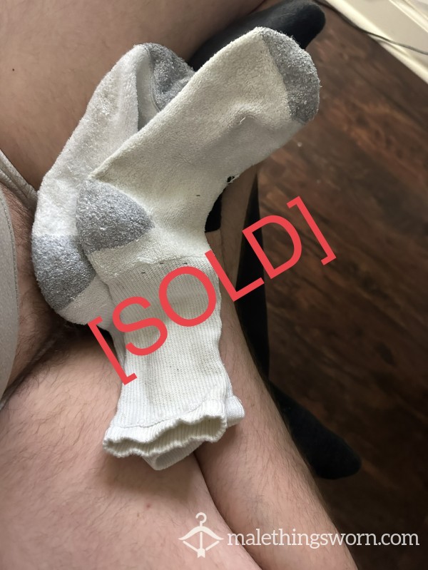 Used Sweaty Champion White Crew Socks