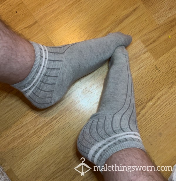 Used Thin Grey Gym Socks (Strong Smell)