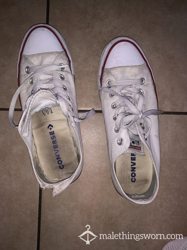 Used White Converse Sneakers Size  8