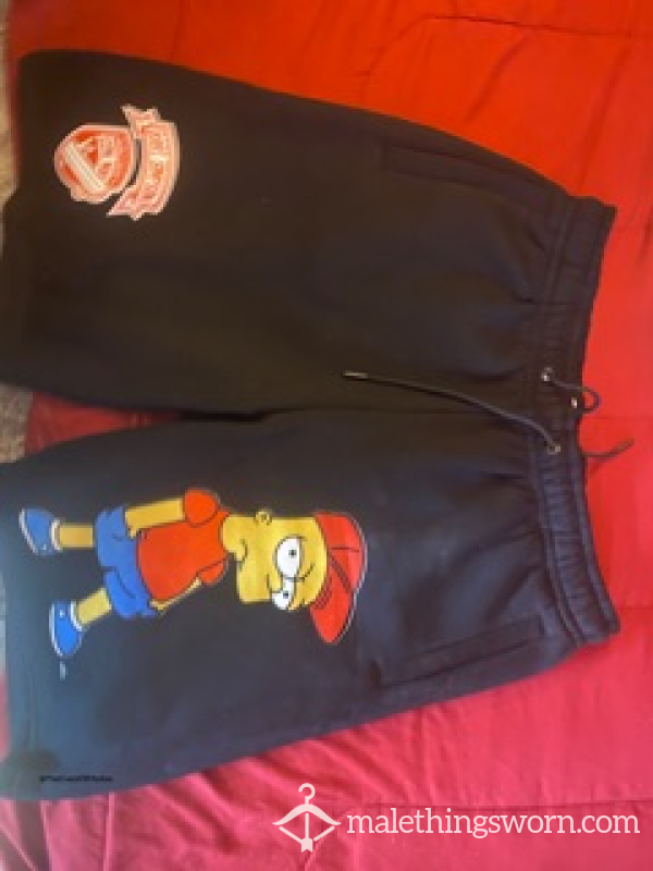 Used/Worn Black Simpsons Shorts